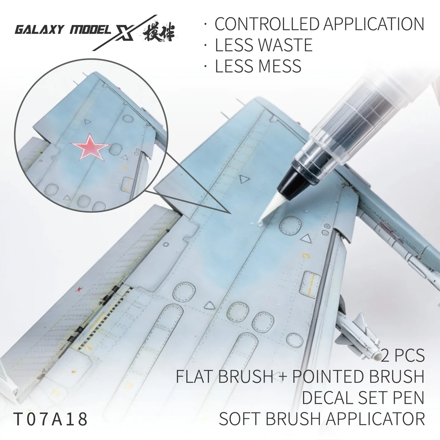 Galaxy T07A18 Decal Set Pen Soft Brush Applicator(2 Pcs)for Model Hobby Craft