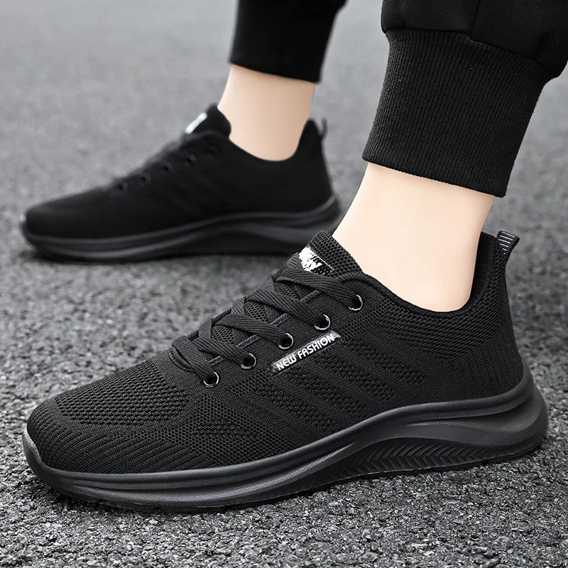 Men's Breathable Lace-Up Running Shoes Non-Slip Lightweight Tennis  Comfortable Flat Walking Sneakers Size 39-44