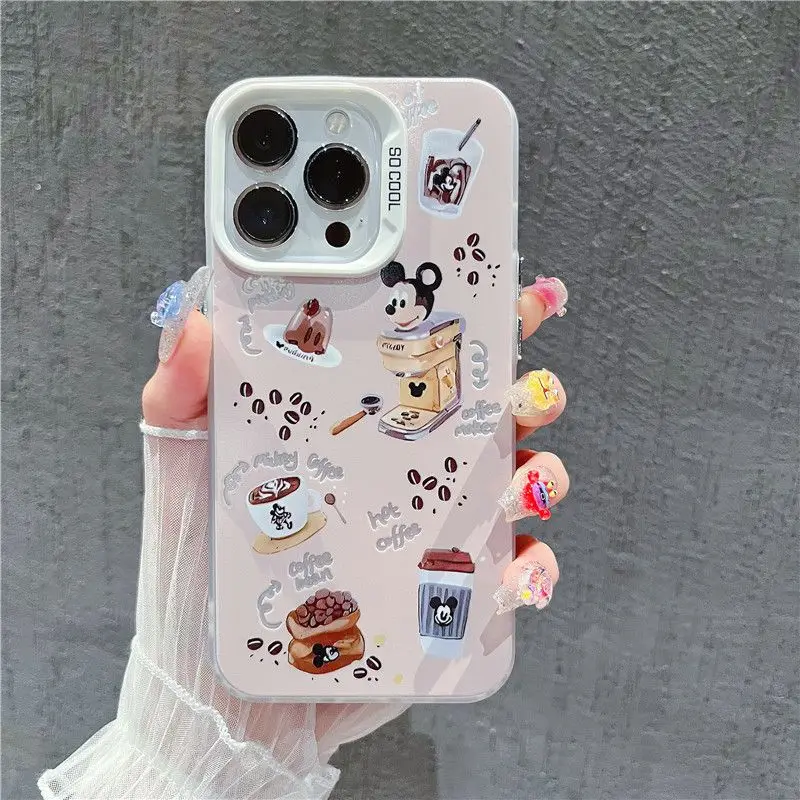 Disney Mickey Mouse Happy Cuisine Phone Case For iPhone 15 14 13 12 11 Pro Max 7 8 Plus  XR XS MAX Y2K Anti Fall Cover