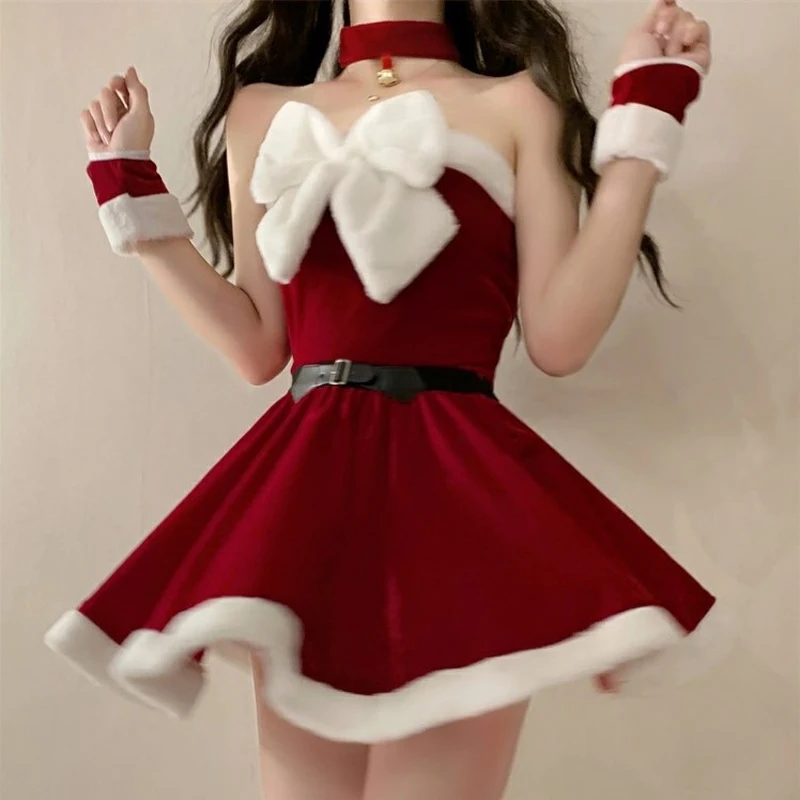 Sexy Weihnachten Kostüme für Frauen Santa Claus Cosplay Urlaub Partei Leistung Kleidung Verlockend Uniform Live-Streaming Tuch