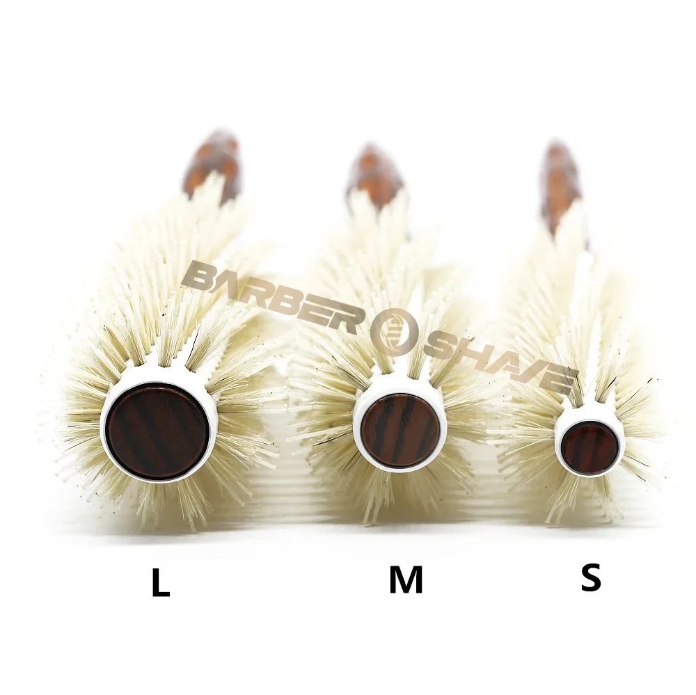 3 Size Salon Hair Curls Brush Antistatic Wooden Hair Round Brush For Hairdressing Nylon And Bamboo Fibre Barber Brushes