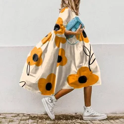 Women Casual Blouse Dress Vintage O Neck Half Sleeve A-Line Print Dress Summer Elegant Bohemian Loose Beach Mini Dress Vestidos