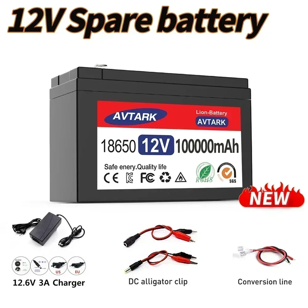 New 12V 45Ah 50Ah 100Ah 120Ah lithium Battery Pack Lithium Iron Phosphate Batteries Built-in BMS For Solar Boat+12.6V Charger