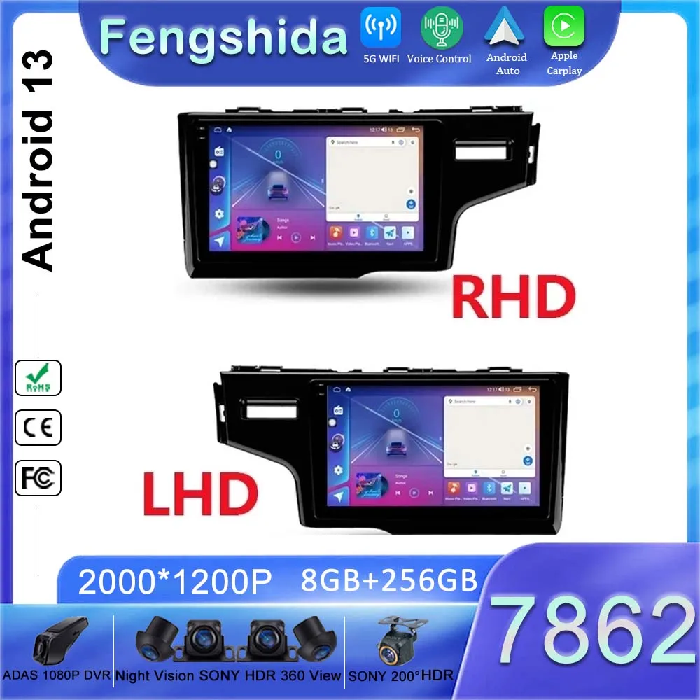 

Android 13 радио для Honda Jazz 3 2015 - 2020 Fit 3 GP 2013 - 2020 стерео головное устройство мультимедийный плеер GPS-навигация No 2din BT