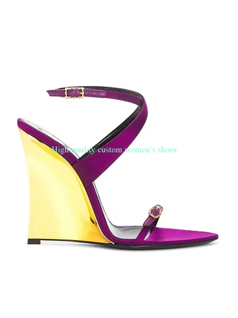 Light Purple French Style Open Toes Pog He Summer Sandals Thin Strap Combination  Shoes For Banquets Manual Luxury Footwear