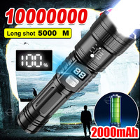 800W Portable Tactical Flashlight 3 Modes High Power LED Torch Light Integrated Battery Outdoor Zoom Powerful Rechargeable Lamp