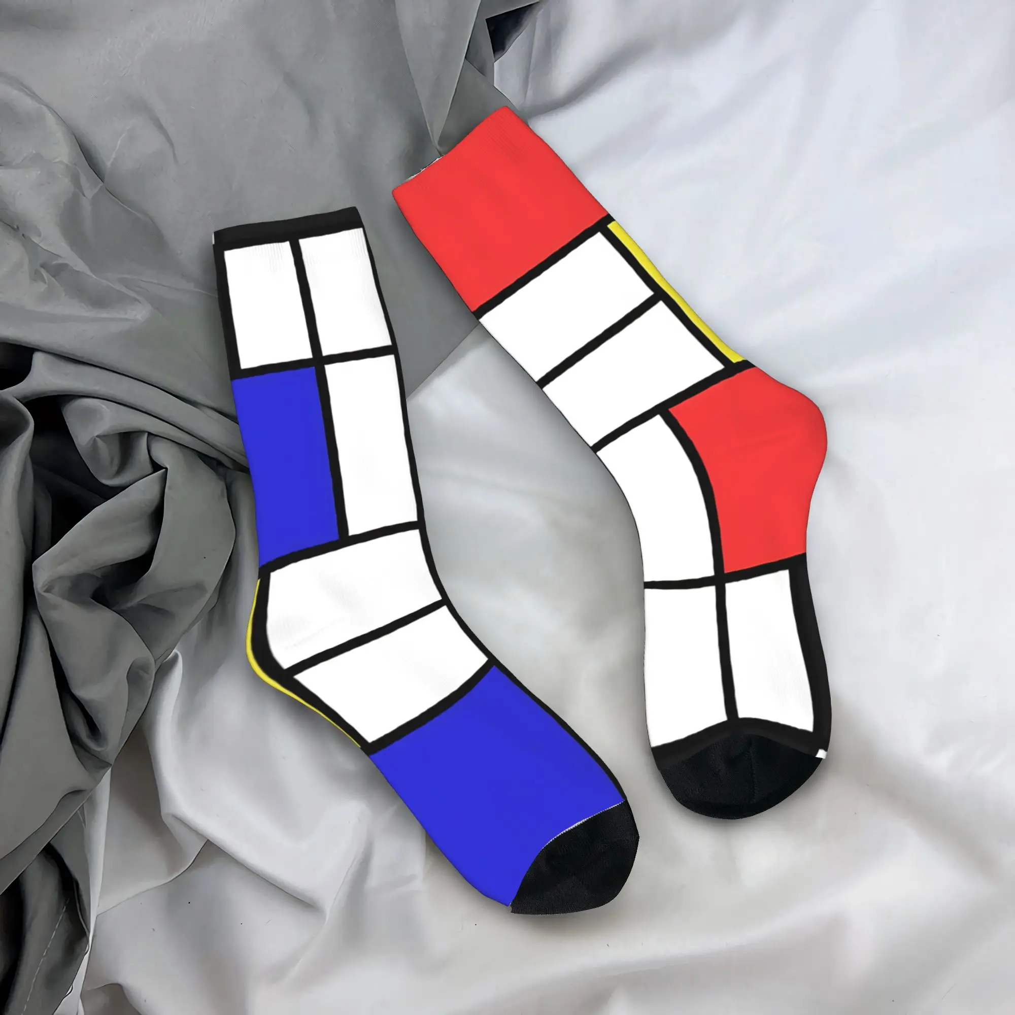 

Чулки Mondrian, забавные носки, мужские удобные носки, зимние велосипедные дизайнерские противоскользящие носки, подарок на день рождения