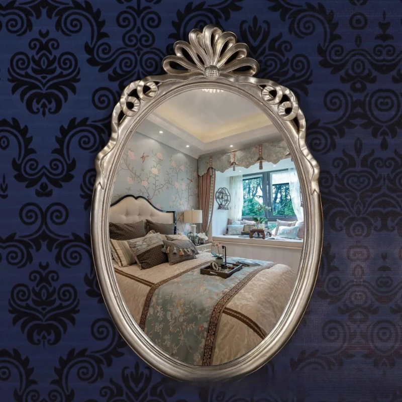 X-S simple oval mirror Washing mirror Wall-mounted bathroom Modern simple bedroom dressing mirror HG