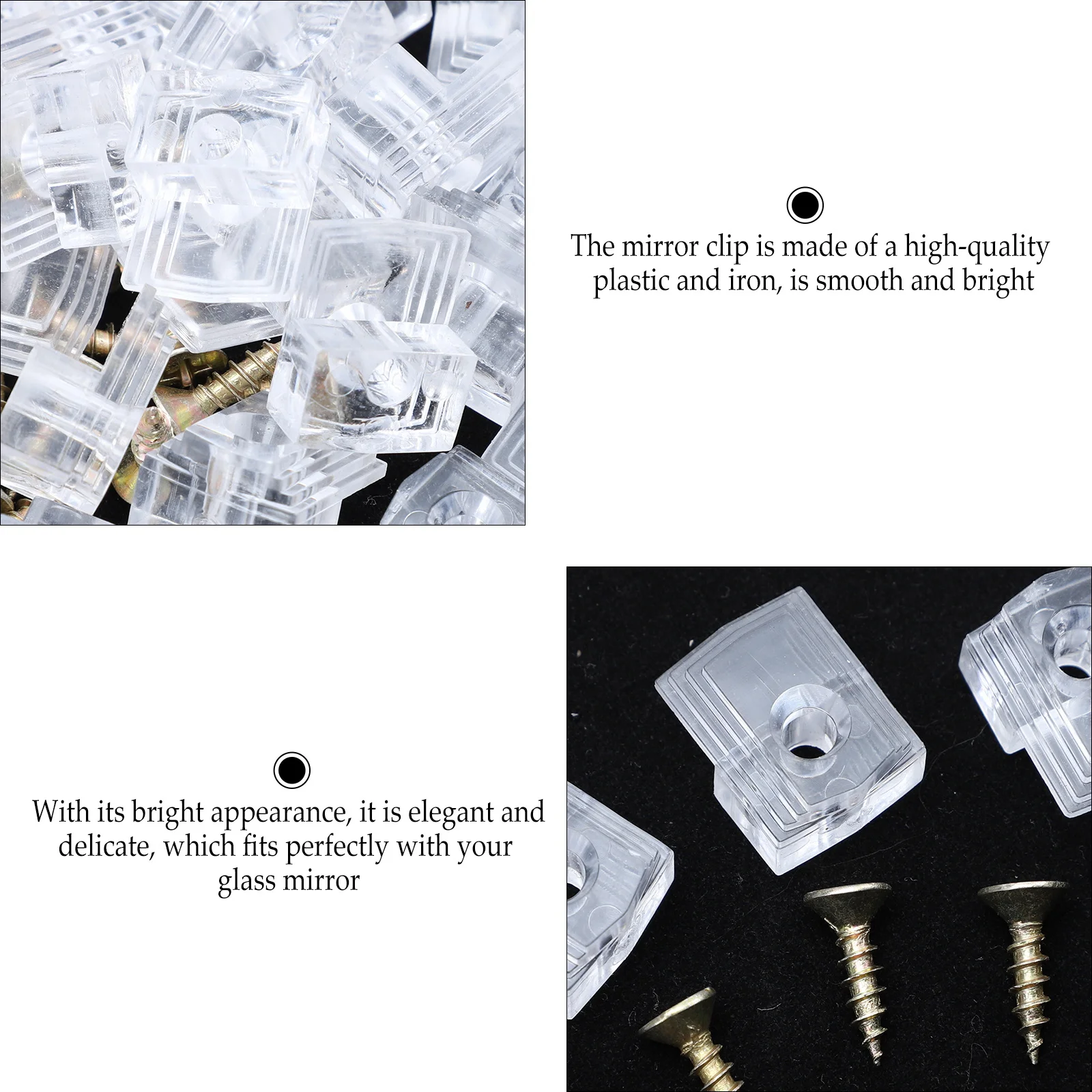 

40Sets Plastic Mirror Holder Clips Durable Rustproof Elegant Clamp Mount for Bathroom Hotel Hair Salon Use Mirror Holder Clamps