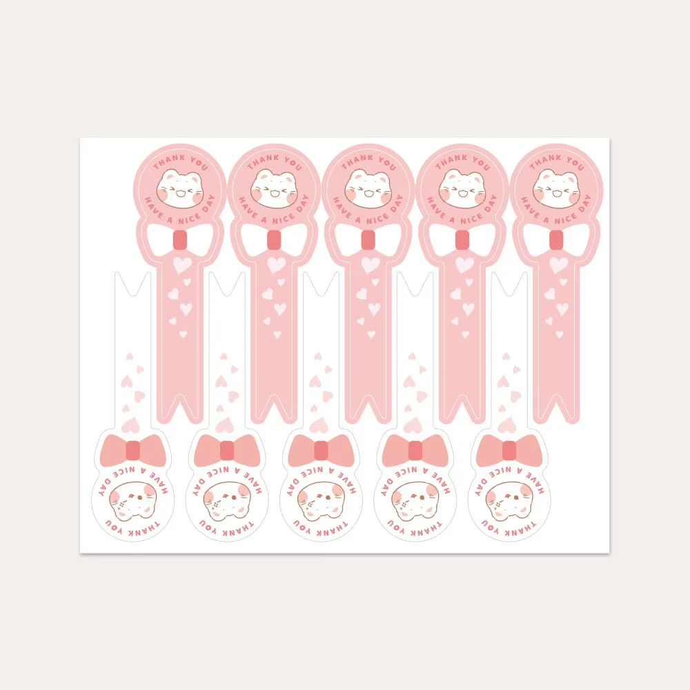 100pcs Cartoon Pink Thank You Stickers Long Strip Decorative Stickers For Baking Goods Business Pacakge Gift Box Mailer Bags