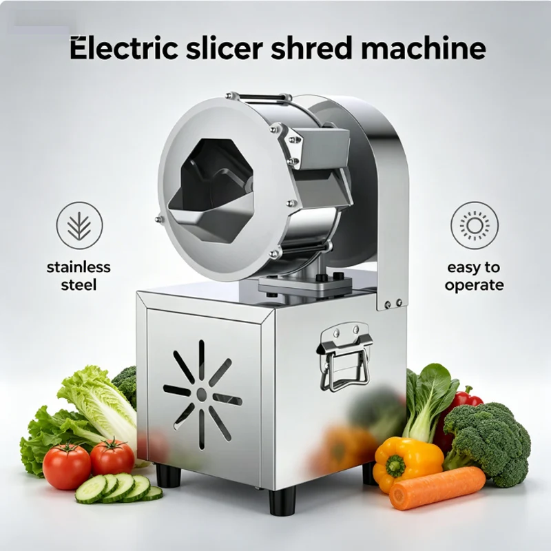 220V Electric Meat Slicing Machine Fully Automatic Shred Slicer Dicing Meat Machine Electric Vegetable Cutter Grinder
