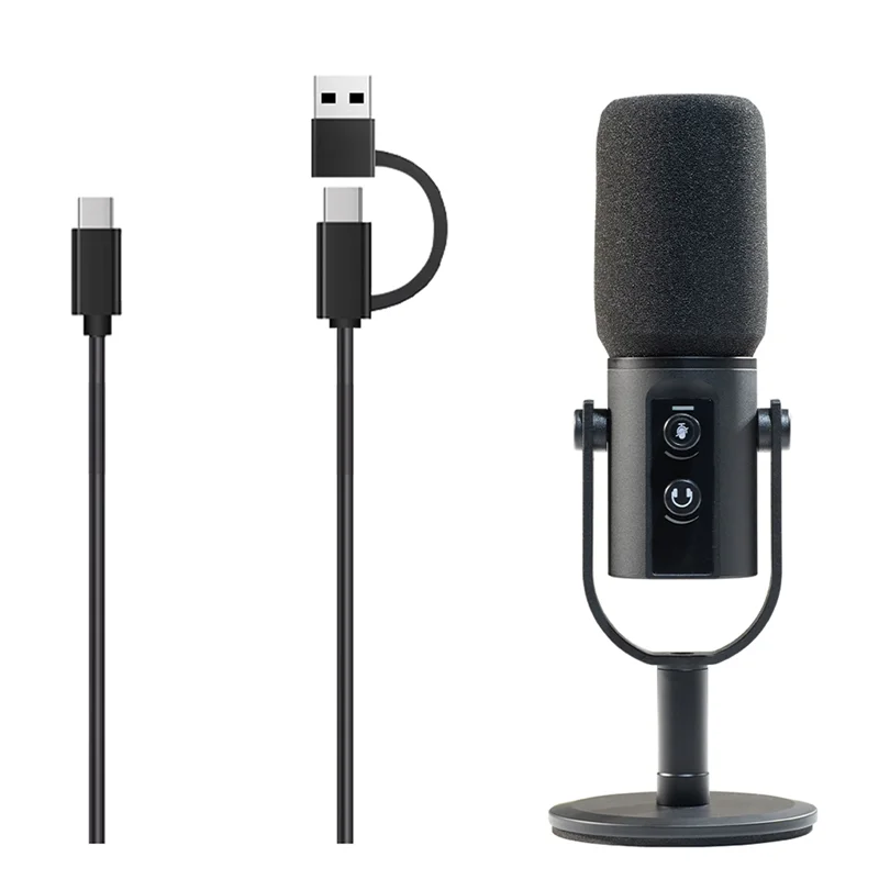 

ABVO-PD11 Динамический микрофон USB/XLR с сенсорным отключением, ручкой усиления и разъемом для наушников, записывающим микрофоном для потоковой передачи звуковой карты ПК