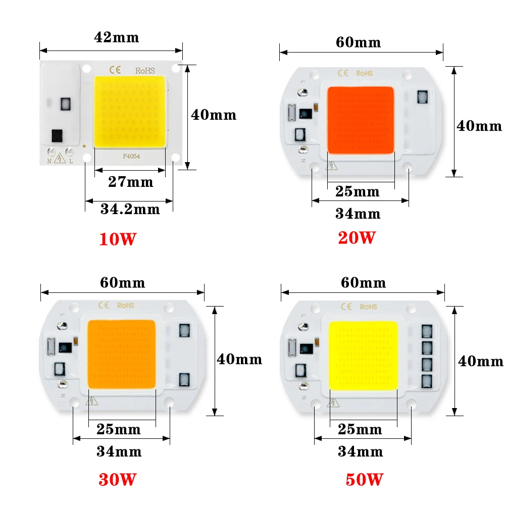 10pcs 50W COB LED Lamp Chip Bead 110V 220V 50W DIY LEDFloodlight Spotlight Outdoor Lighting Garden Street lamp Landscape Light