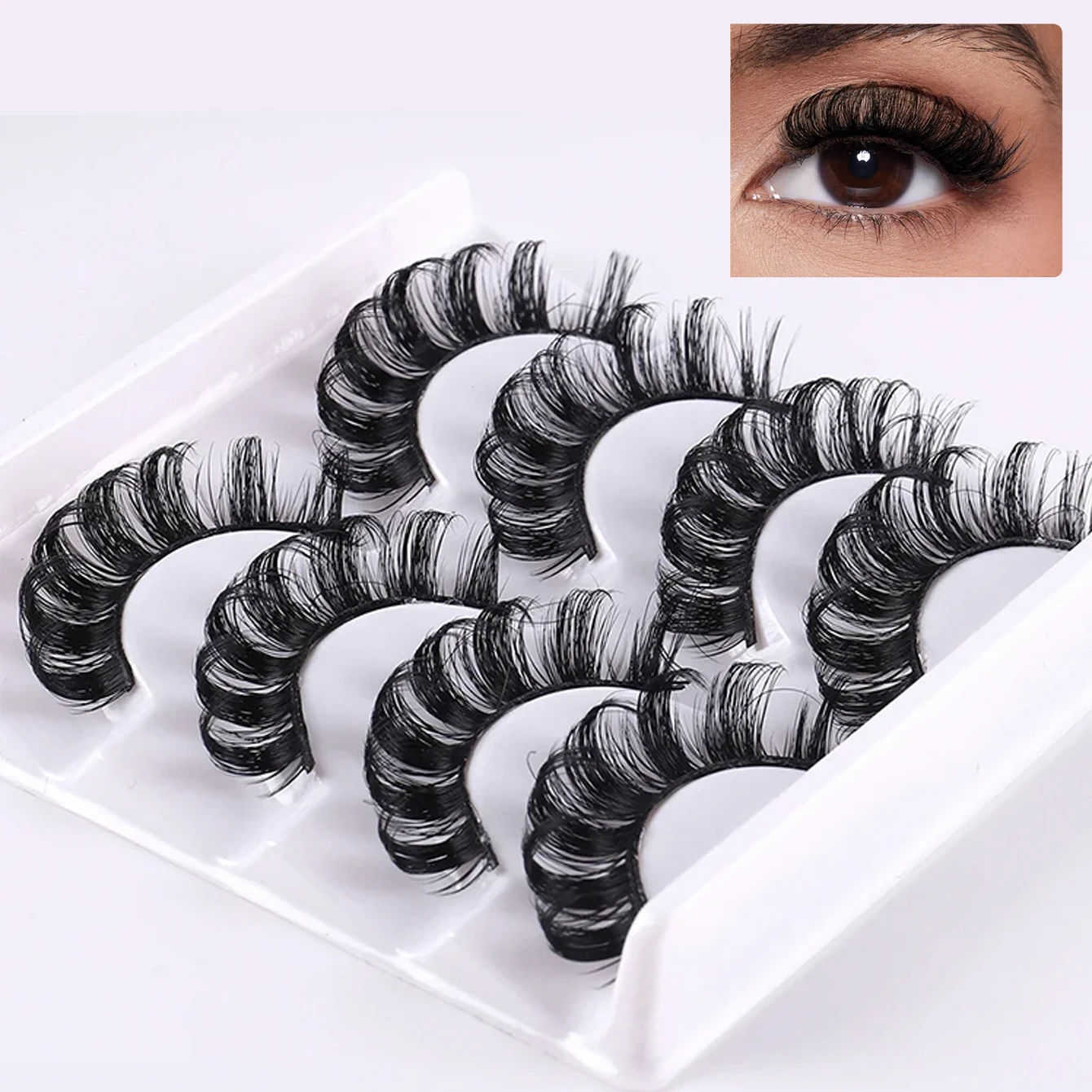 4 Paar gekräuselte Wimpern, künstliche Wimpern, natürliches Aussehen, synthetische dicke Wimpern, tägliches Make-up, künstliche Wimpern