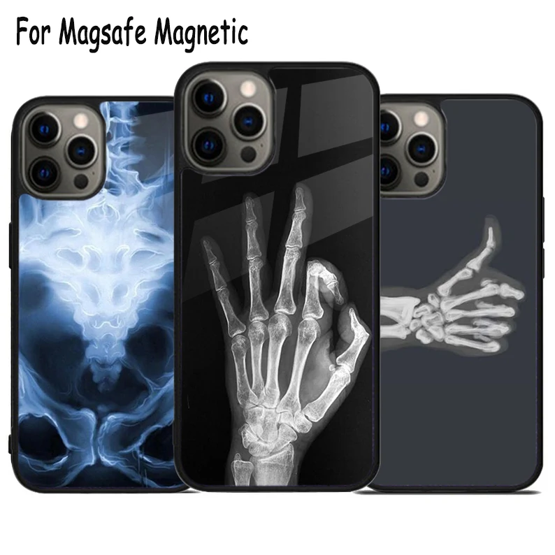 X-ray Hand Bones Wireless Charge Magsafe Phone Case For iPhone 15 16 14 13 11 12 Pro Max Plus Magnetic Bumper Cover