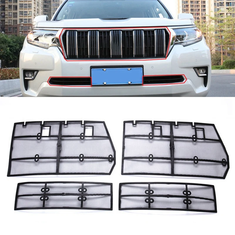 4PCS Grille Insect Screening Mesh Front Grille Net For Toyota Land Cruiser Prado 2018 2019 FJ 150 Parts