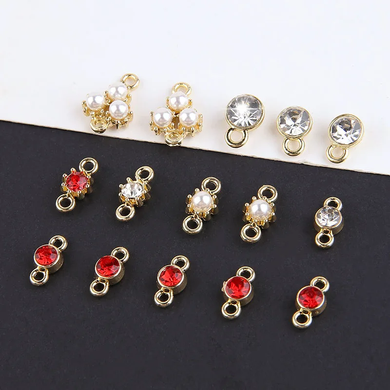10x Double Cup Pearl Crystal Charms for Jewelry