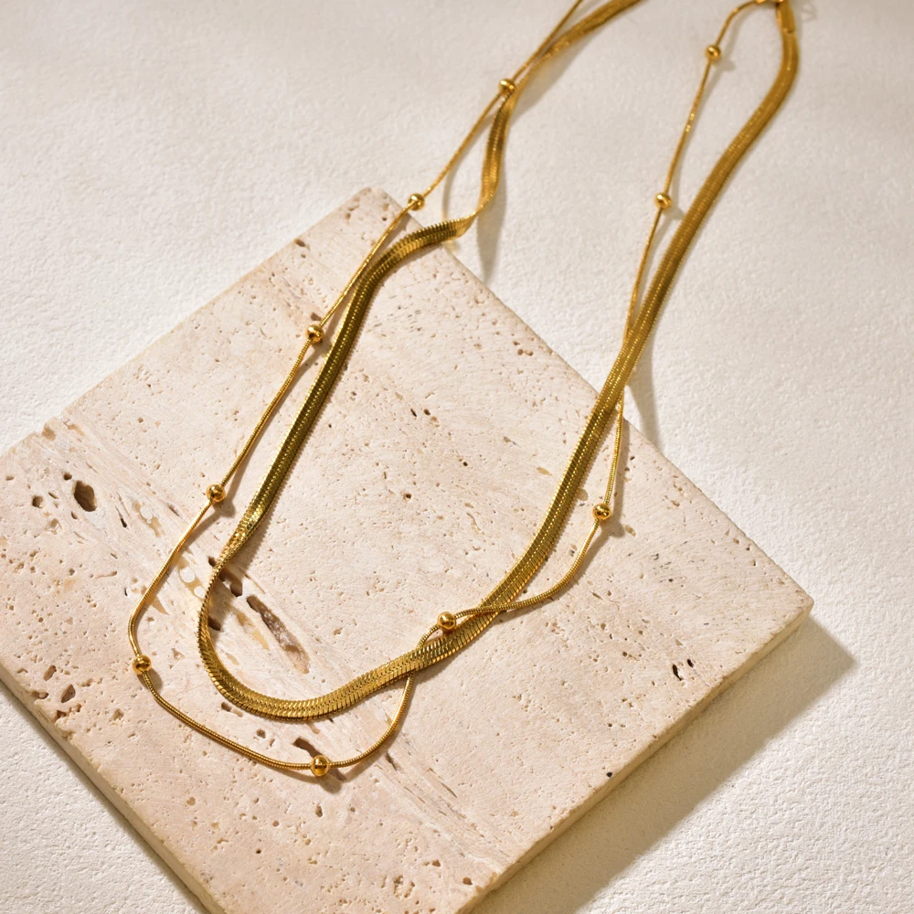 L68 Luxury Gold Plated Multi-layer Beads Necklace 5