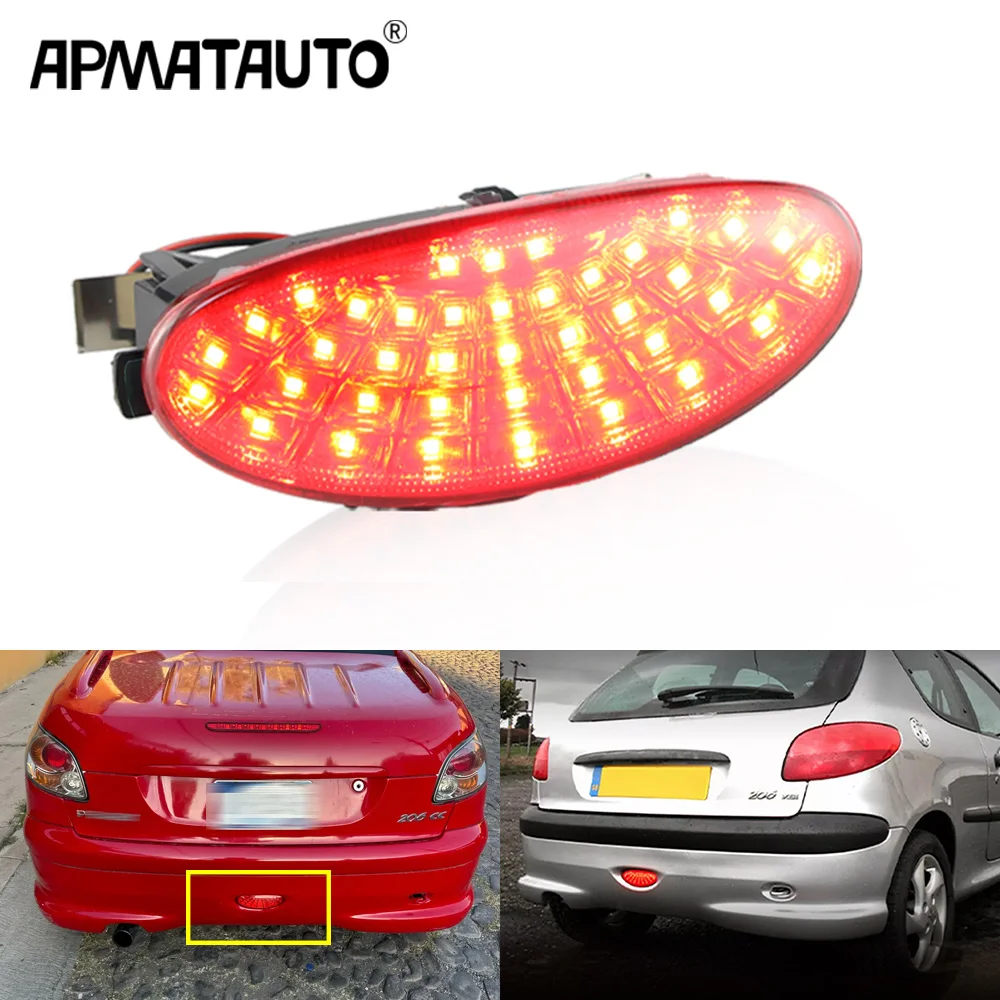 1X LED Rear fog light Bumper Reflector light red design for Peugeot 206 1998-2006 206 CC 2000-2007 206 SW GTi Tail Light #6351K5