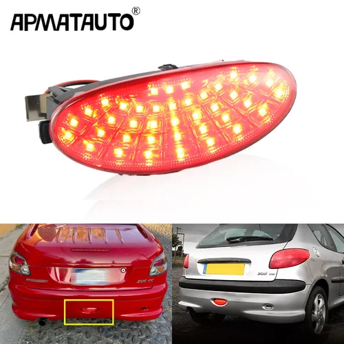 1X luz antiniebla trasera LED Reflector de parachoques diseño rojo para Peugeot 206 1998-2006 206 CC 2000-2007 206 SW GTi luz trasera # 6351K5