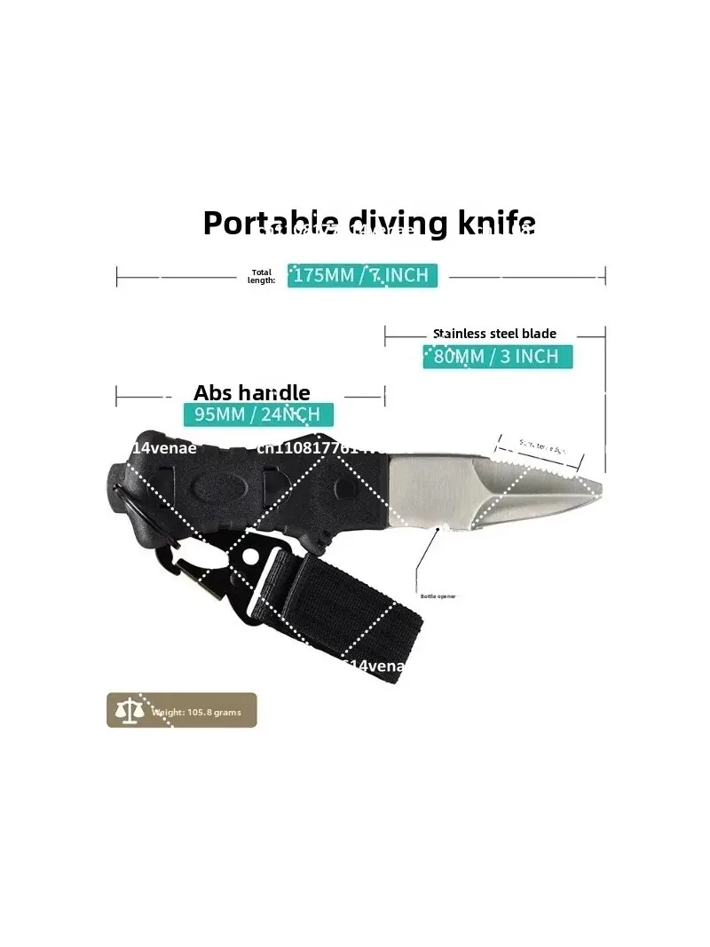 Multi-Purpose Stainless Steel Diving Knife for Underwater Net Cutting, Emergency Self-Rescue Tool for Divers and Swimmers view 4
