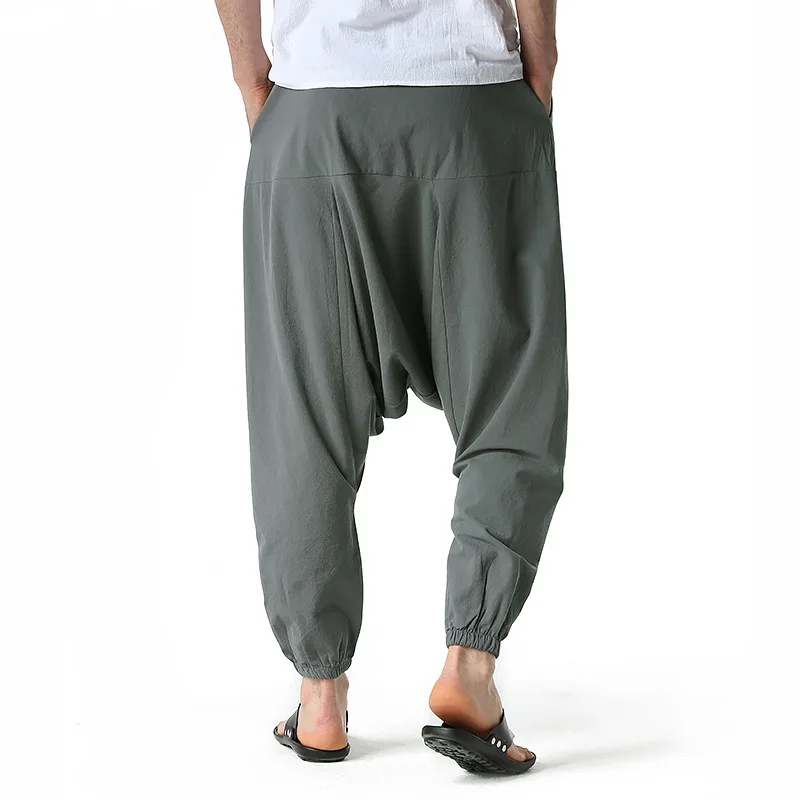 Pantaloni Harem da uomo Hiphop Pantaloni larghi con cavallo basso da yoga casual larghi