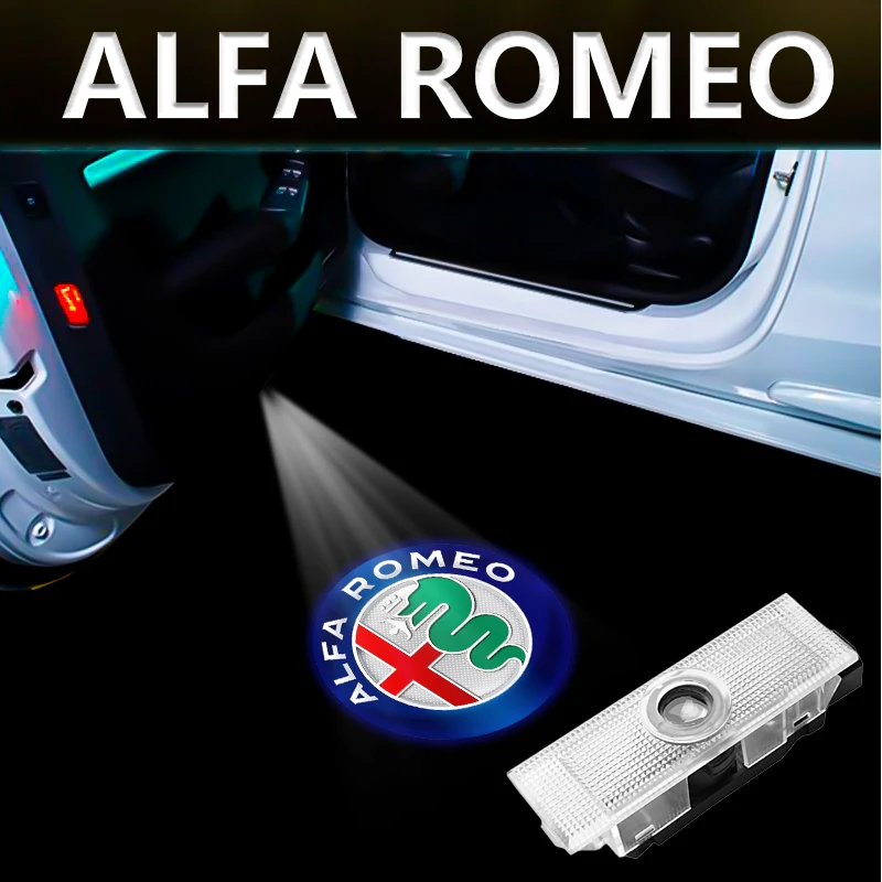 Araba Kapı Projektör Lambaları 3D Karşılama Gölge Işıkları Alfa Romeo Giulia Stelvio Giulietta 156 159 147 Mito Tonale Brera Disco