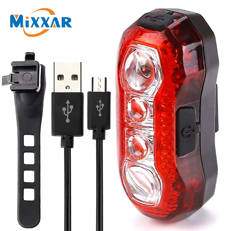 ZK30 Dropshipping USB Rechargeable Super Bright Bike Rear Tail Light 5 Lighting Modes Easy Install Red Safety Cycling Light