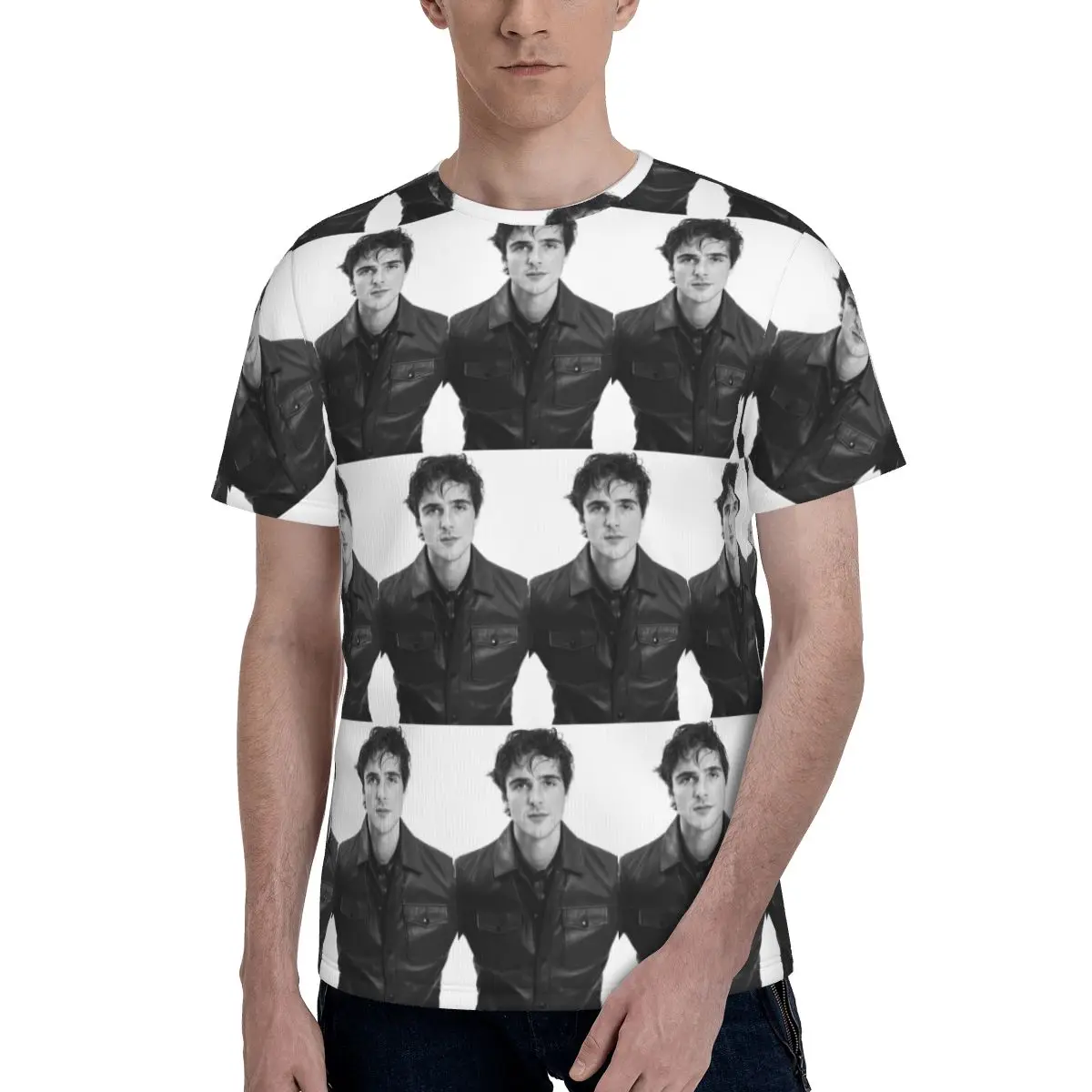 Jacob Elordi Australian Actor T-Shirt for Men Cotton T Shirts Men's Tees Short O-Neck Summer Clothes Tops