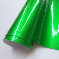 Ultra Apple Green Glossy Metallic Vinyl Wrap Car Wrapping Film Foil Vehicle Sticker Decal Motor Computer Furniture Auto Graphic