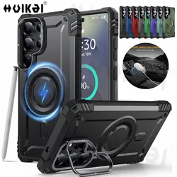 Case For Samsung Galaxy S25 Ultra S24 Ultra S23 S25 Plus S24 Magnetic MagSafe Rotatable Stand Holder Protection Kickstand Covers
