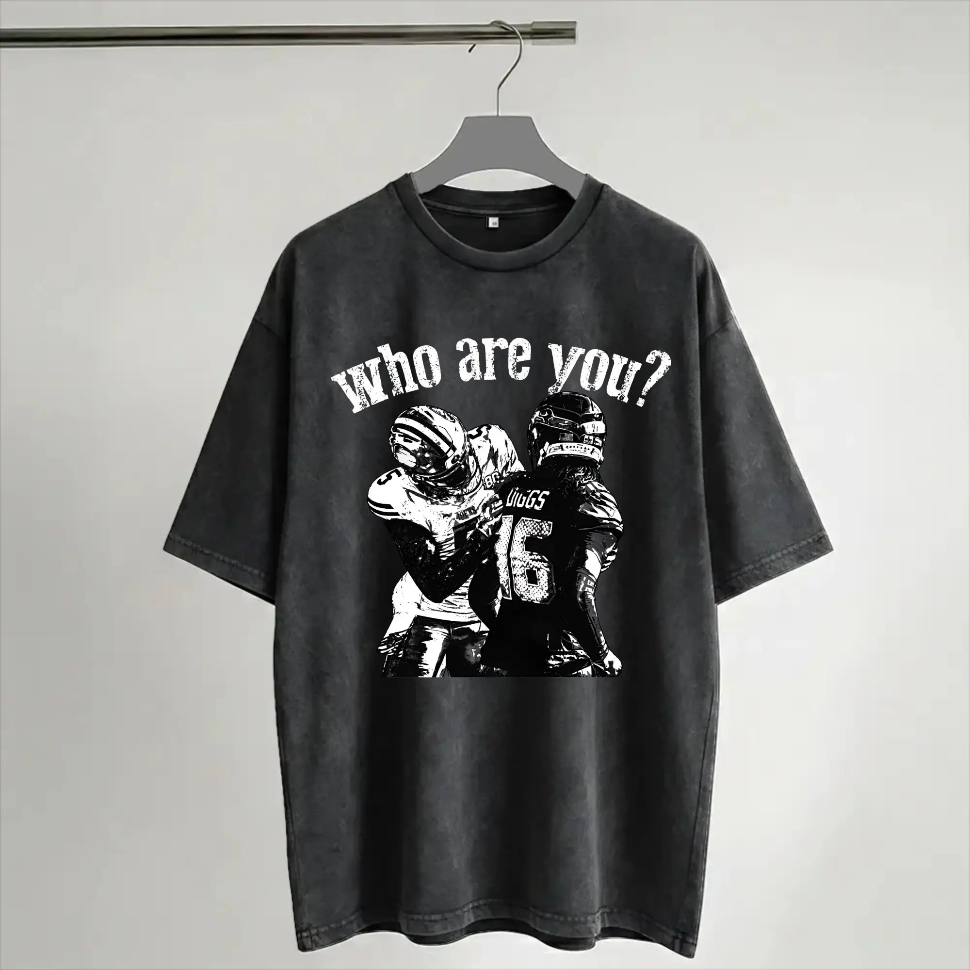 Who Are You Mike Evans Football Rivalry Washed T Shirts Streetwear Hip Hop Vintage T-Shirt  Tees Tops Men Women Short Sleeve