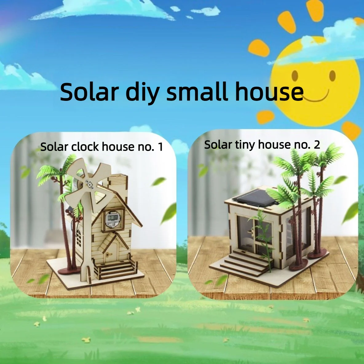 Solar Creative Small House Handmade Model, DIY 3D Assembly Hut Kit, Eco-Friendly Science Tech Project