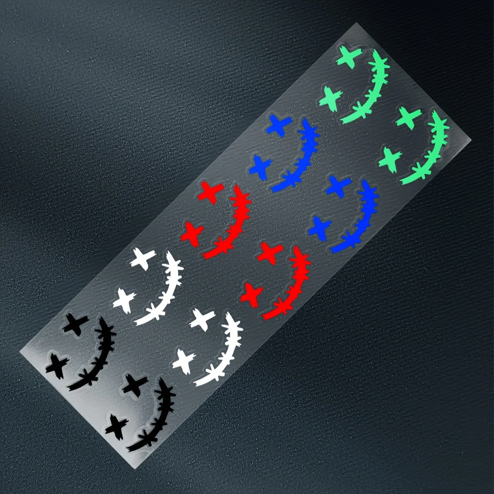 

Red Blue Green Optional Weatherproof Decals for Fuel Tank Helmet4Pcs/Set Smiley Design Motorcycle Waterproof Stickers,