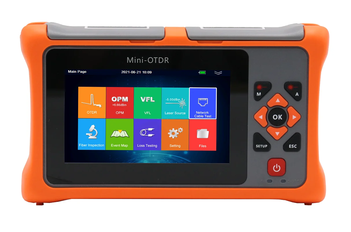 Mini OTDR 26/24dB Active Fiber Optic Reflectometer Touch Screen VFL OLS OPM Event Map Ethernet Cable Tester