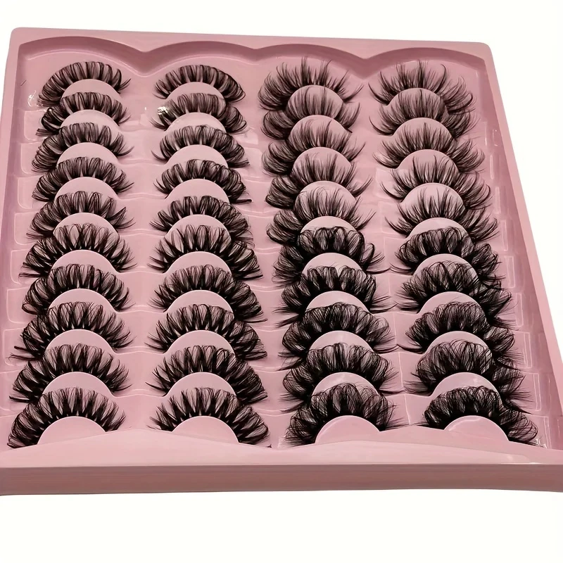 20 Pairs False Eyelashes, Exaggerated Thick Lashes, Cat-Eye Fluffy Faux Lashes, for Daily & Party Makeup, Eye-Catching Look