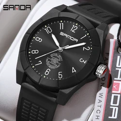 SANDA Fashion Dial Sport Men Watches Design Analog Quartz Wristwatch Casual Simple TPU Strap Waterproof Luminous Man Watch