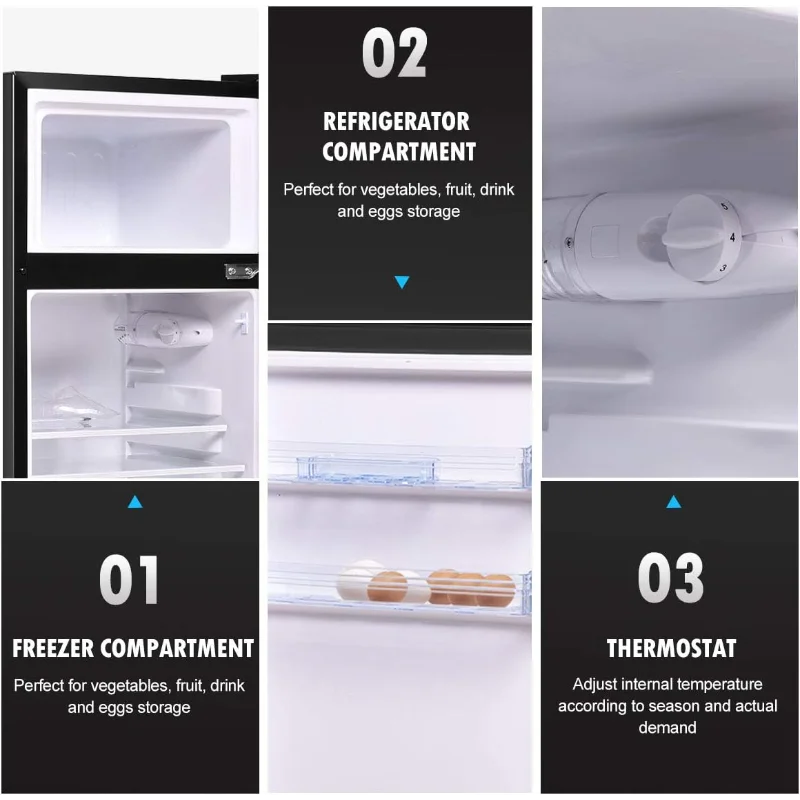 GOFLAME Frigorifero compatto, 3,4 cu. ft. Mini frigorifero con ripiani in vetro rimovibili, termostato regolabile, indipendente