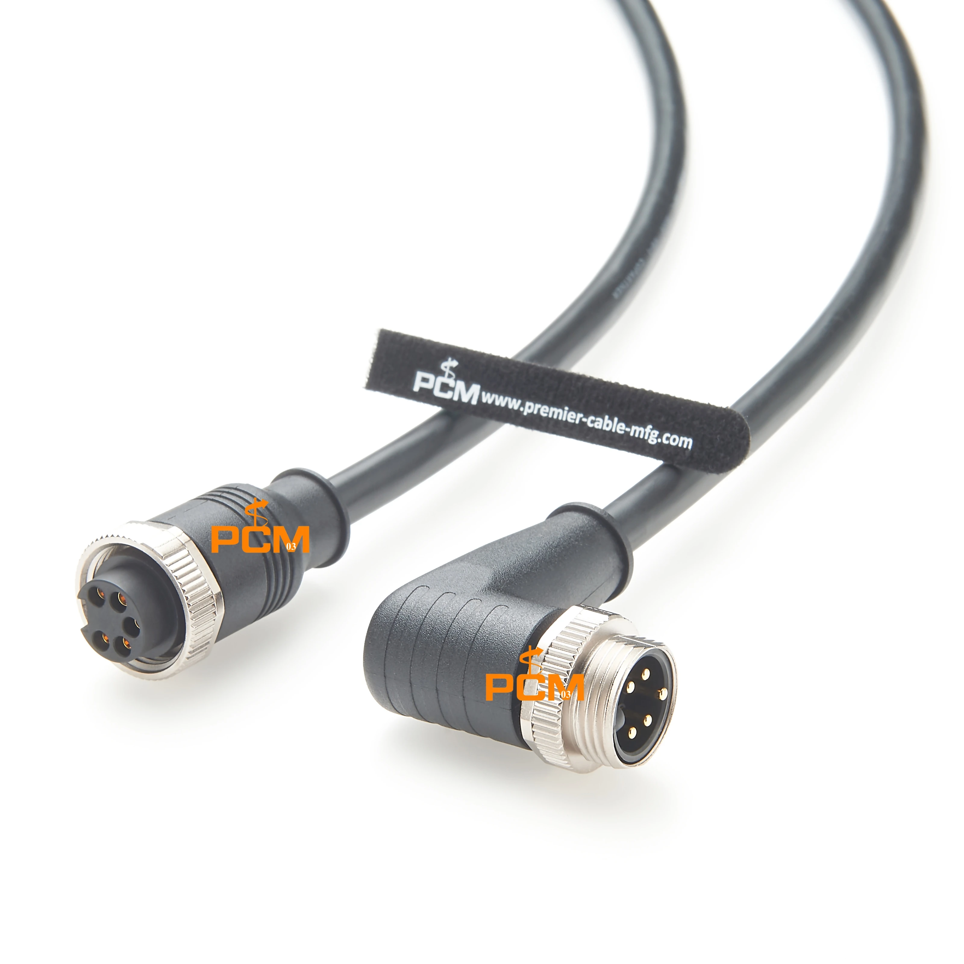 Straight Female 5 way 5pin 7/8 in Circular connector to Right Angle Male 5 way 7/8 in Circular Sensor Actuator extension Cable