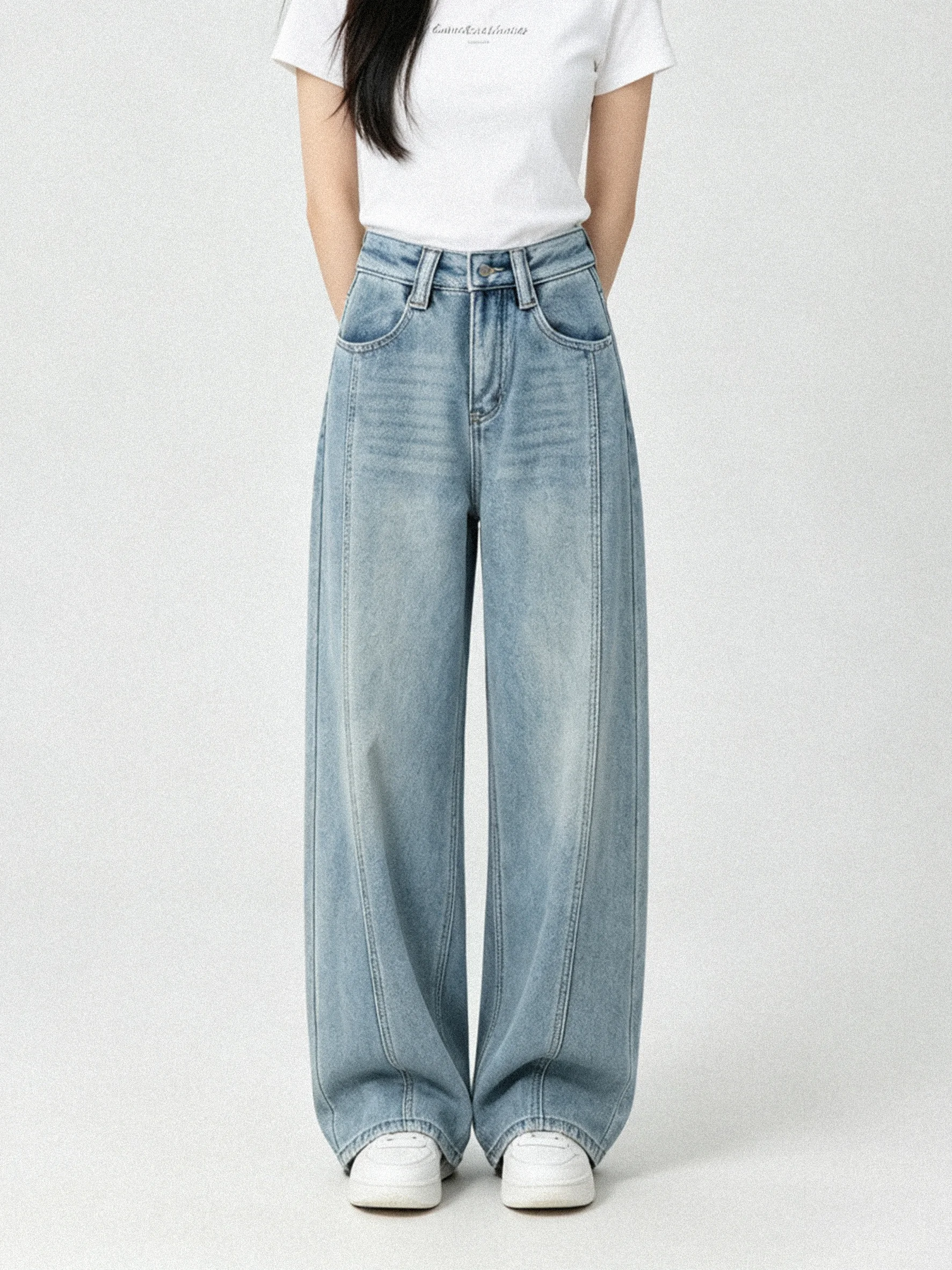 Winter Fleece Lined Vintage Hong Kong Style Korean Washed Soft Denim Drapey Knife Leggings Slimming High Waist Jeans