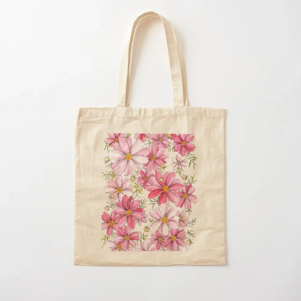 

Pink Floral Pattern Tote Bag canvas shopping bag custom bags shopping trolley bag shopping cart bags