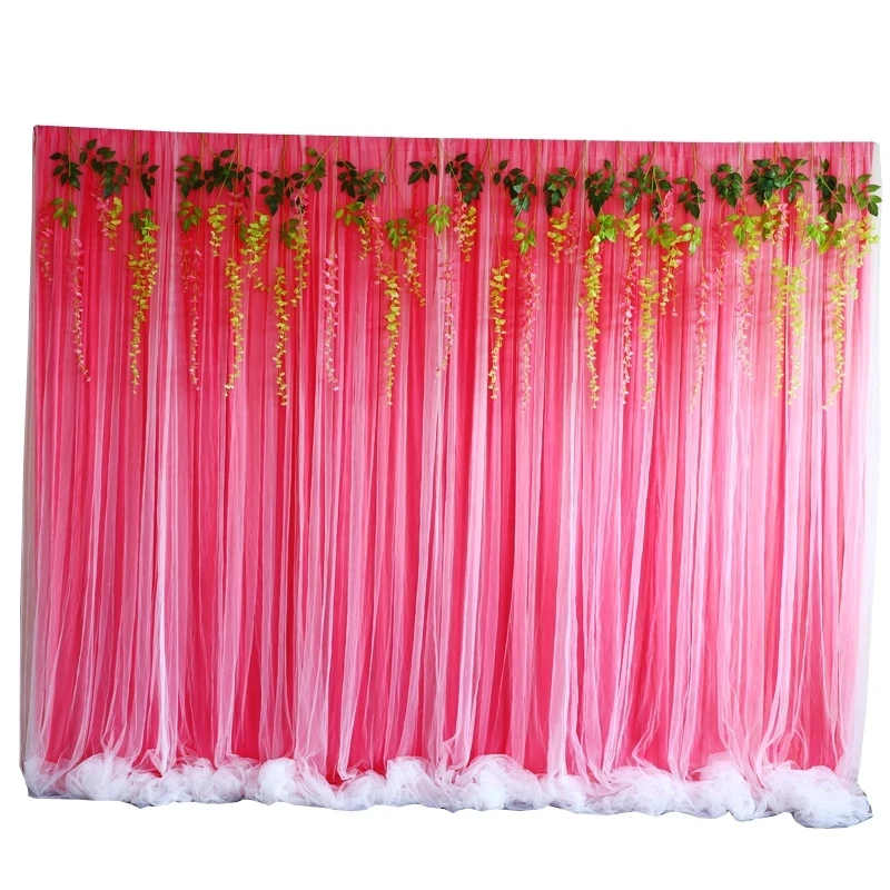 

Wedding Stage Backdrop Decorations, Birthday Party Curtain Drape, Detachable Swag with Flowers, 3x3m