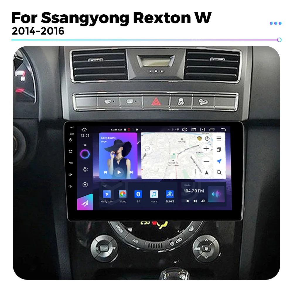 Carplay Android Car Radio RDS For SsangYong Rexton W Y290 2014 - 2016 BT5.0 4G WIFI GPS 2DIN DSP 8 Core Multimedia Player Auto