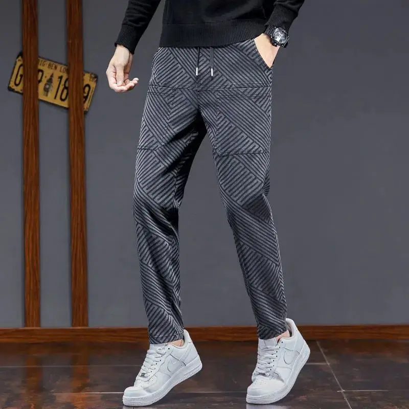 2026 Brand Man Luxury Pants Men's Spring Summer Thin Loose Large Size Men's Casual Trousers High-end Jacquard Multi-pocket Jeans