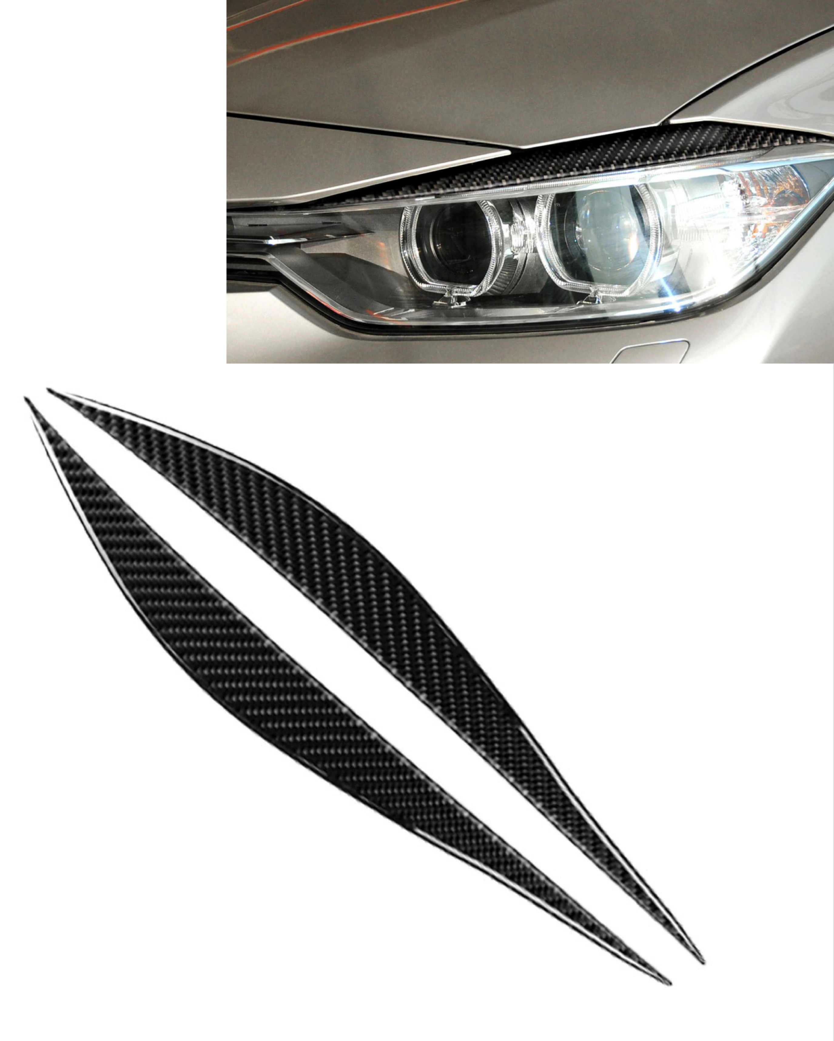 

For Bmw 3 Series F30 320I 325I 316 Headlight Eyelids Trim Headlamp Eyebrow Cover Decoration Styling Sticker Carbon Fiber