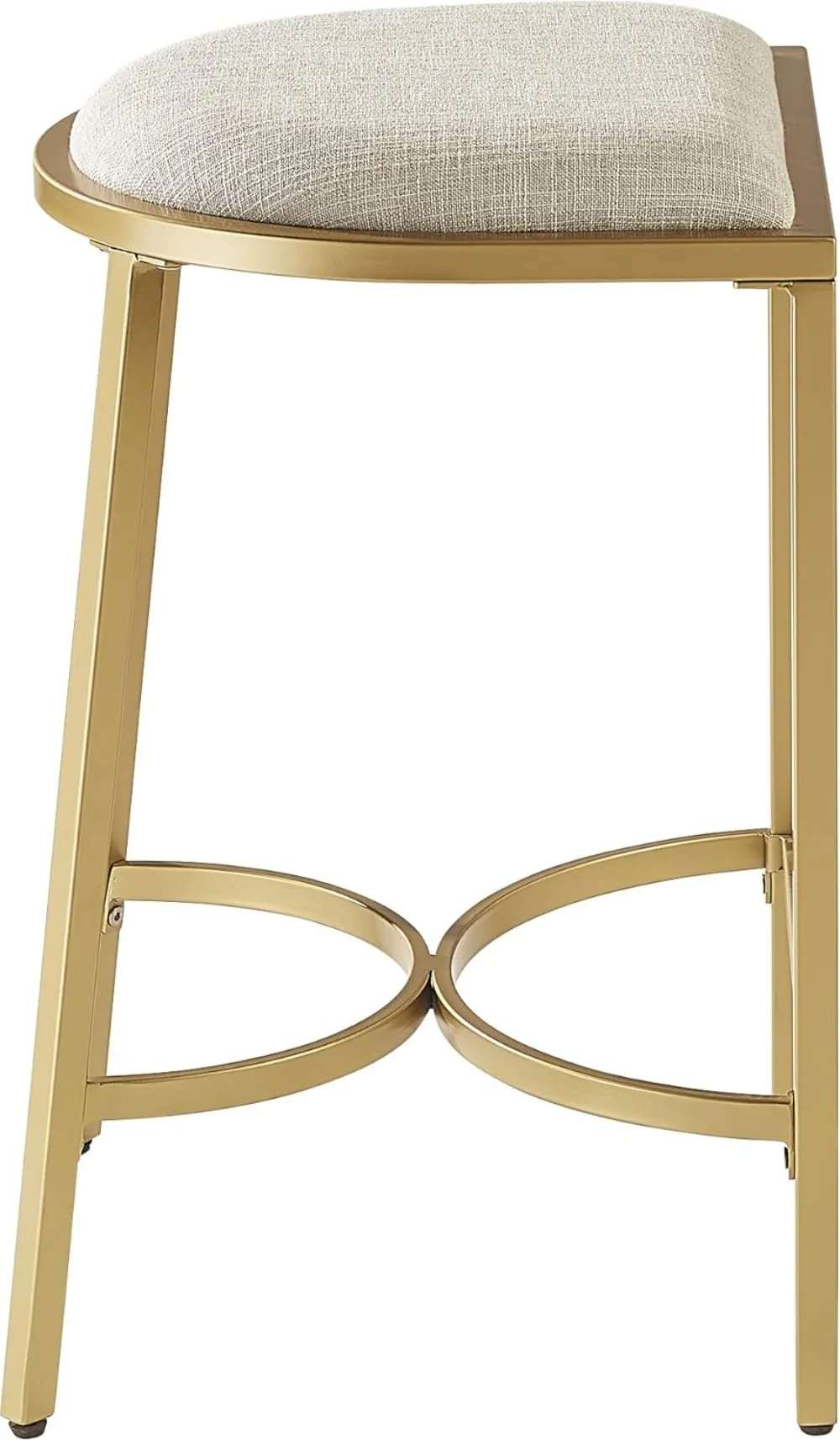 Upholstered Seat Counter Height Bar Stools Set of 2, Oatmeal/Gold