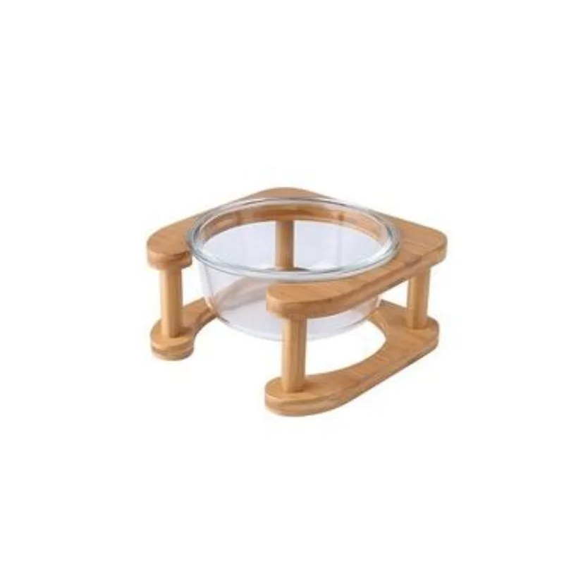 

Wooden pet bowl Bamboo handicrafts Retro style Natural environmental protection Hand polished
