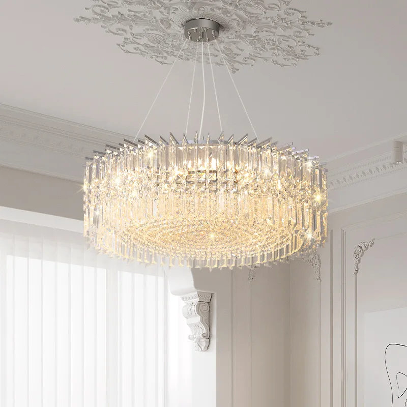 

Luxury Crystal Ceiling Chandeliers Modern New Trend LED Lustre Chrome Hanging Lamps Home Decoration Lights for Living Room Decor