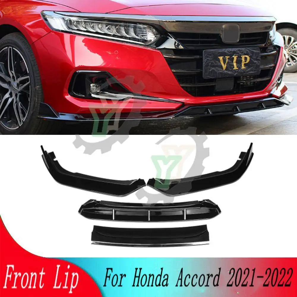

4PCS Car Front Bumper Lip Spoiler Splitter Diffuser Detachable Body Kit Cover Guard For Honda Accord 10.5th Gen 2021 2022