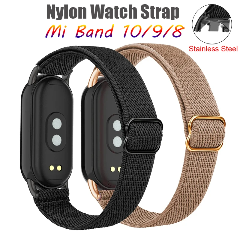 Fascia elastica in nylon per Xiaomi Mi Band 10/Mi Band 9/8 Sport Donna Uomo Orologio cinturino cinturino ad anello per Xiaomi Smart Band 10/9/8